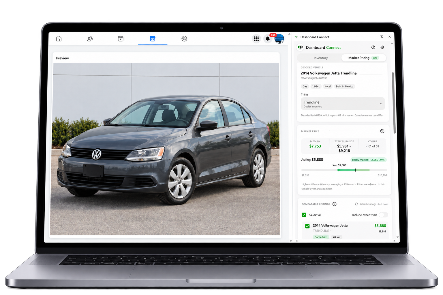 Market Pulse pricing inside Dashboard Connect