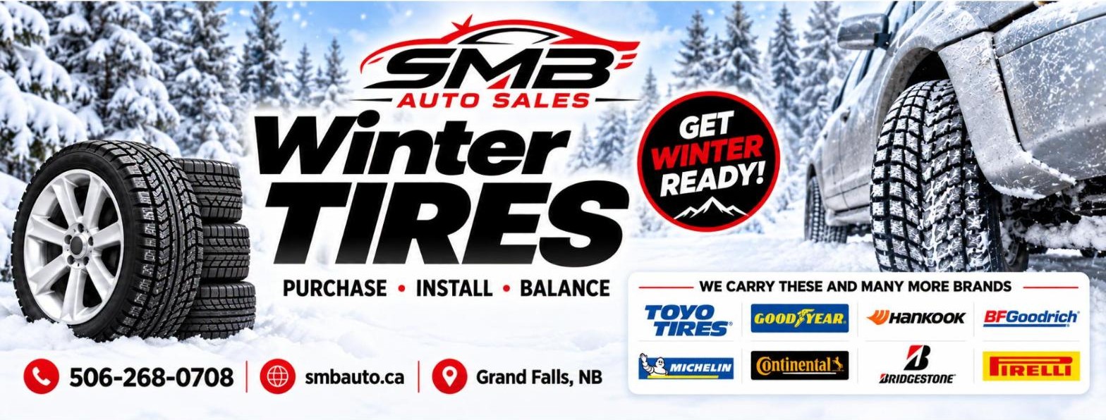 SMB Auto Sales winter tires: purchase, install, balance. Toyo, Goodyear, Hankook, BFGoodrich, Michelin, Continental, Bridgestone, Pirelli and more.