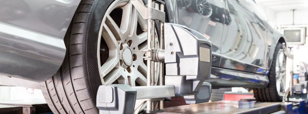 Closeup of tire clamped