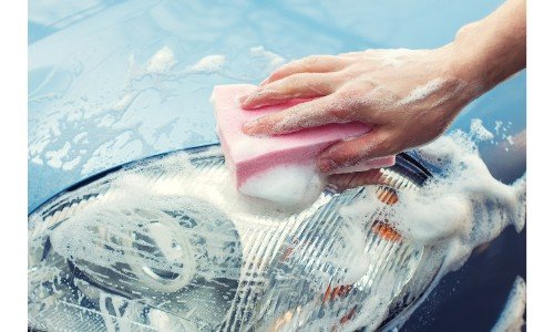 Car headlight getting washed