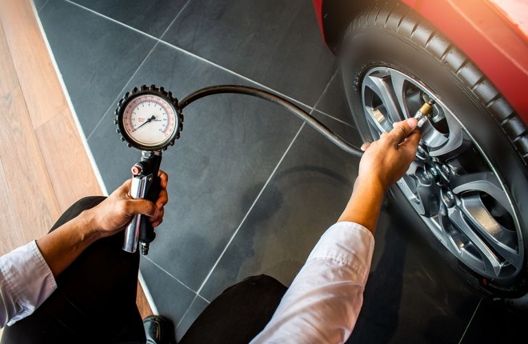 Checking tire pressure