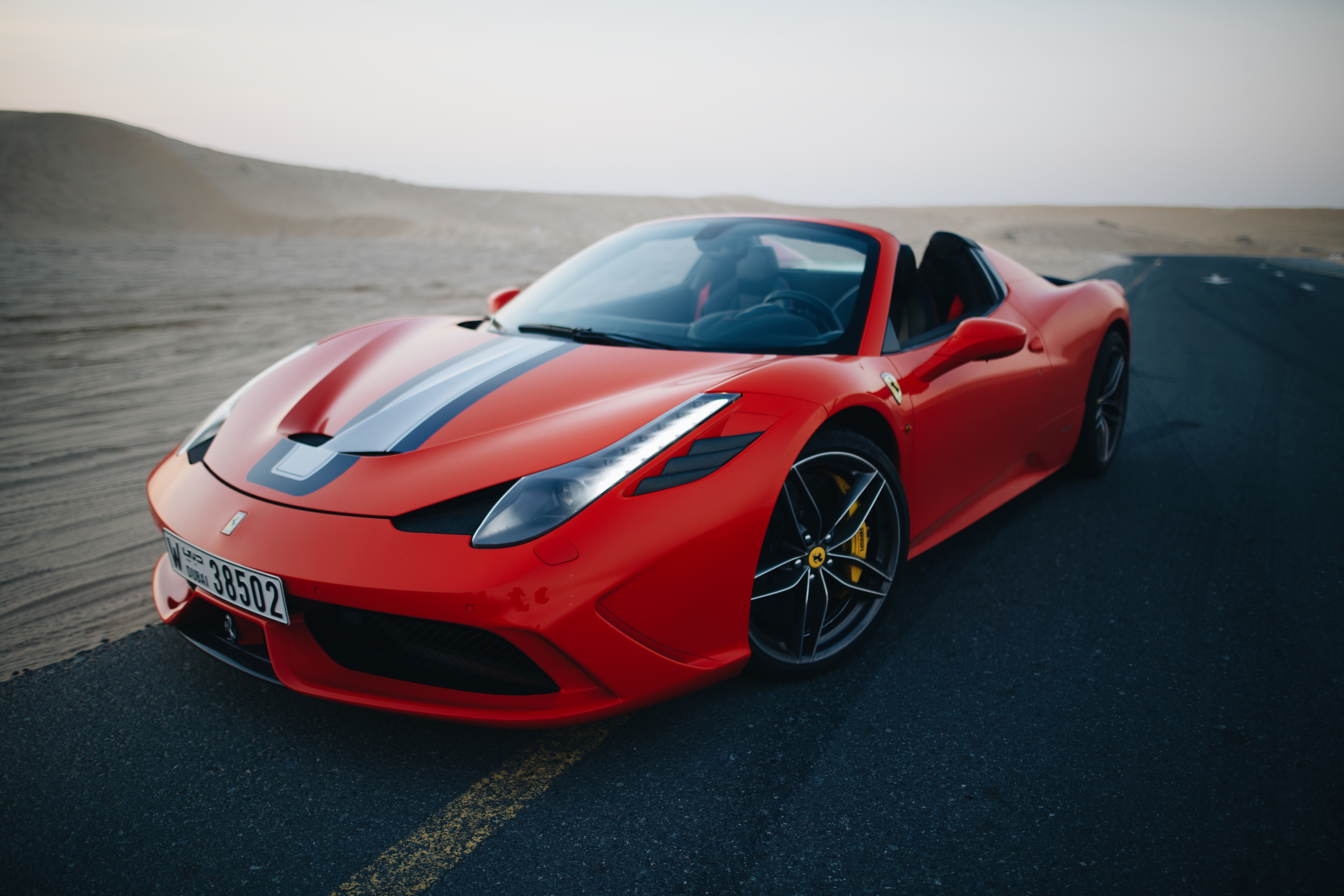 Ferrari 458 speciale in red with racing stripes