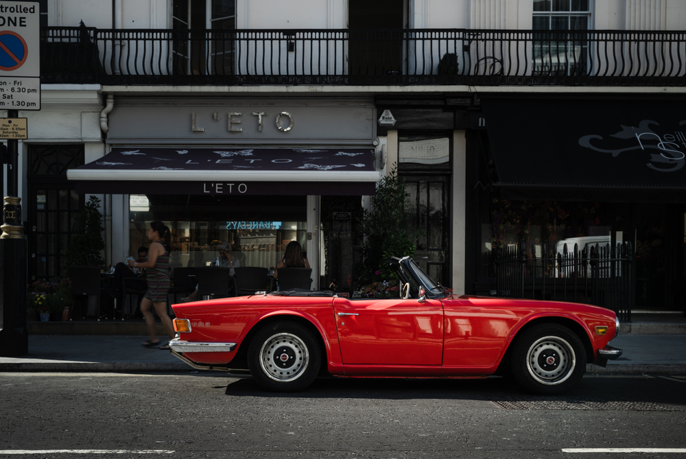 parked red sports car