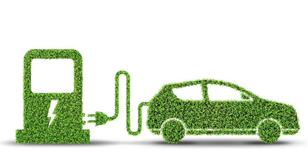 Green Electric car effects on the environment concept