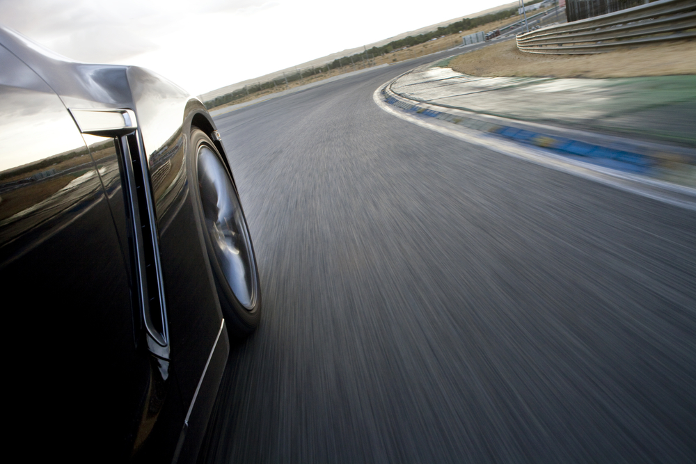 nissan gtr on racetrack turning