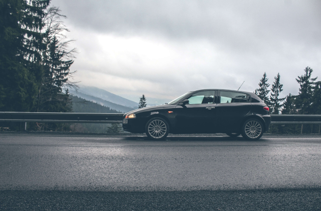 black car driving